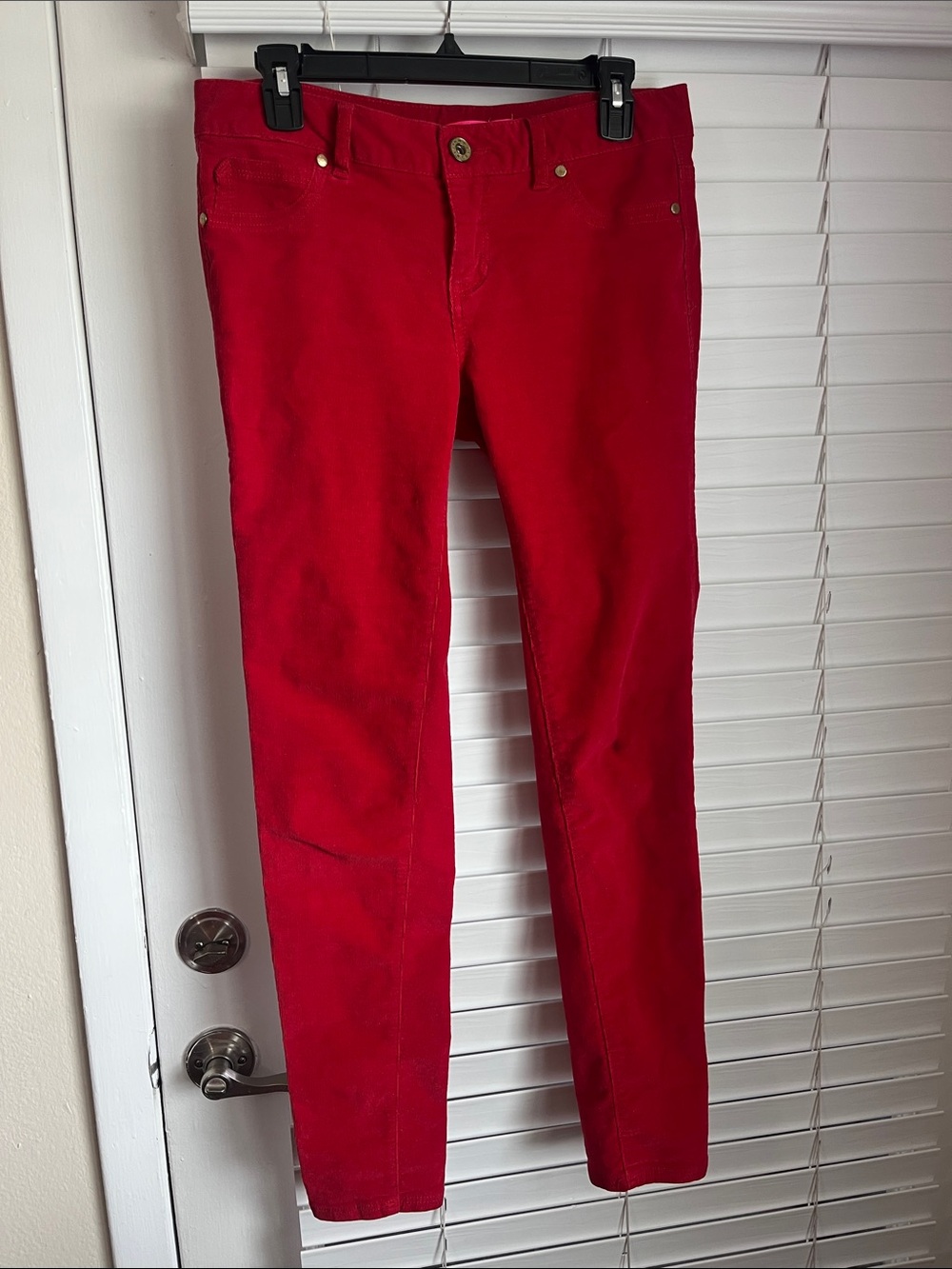 Tinseltown Women’s Skinny Red Jeans - Slim Stretch-Thin corduroy style fabric
